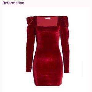 REFORMATION RED VELVET DRESS